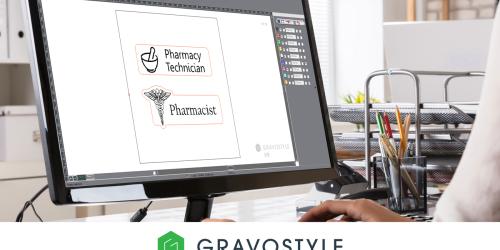 Gravostyle engraving software designing pharmacy badges for laser engraving applications