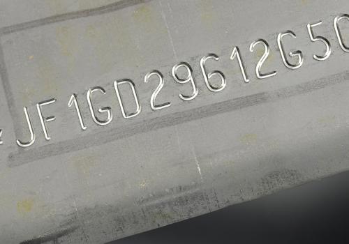 VIN marking on industrial metal part