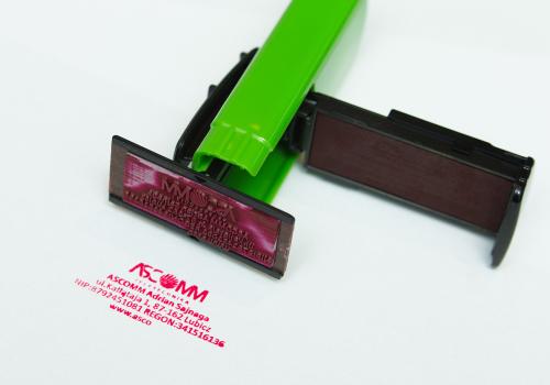 Custom ink stamp made with laser-engraved rubber and colored ink